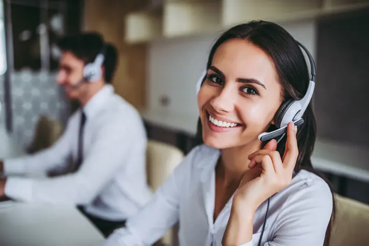 Customer service specialist wearing a headset